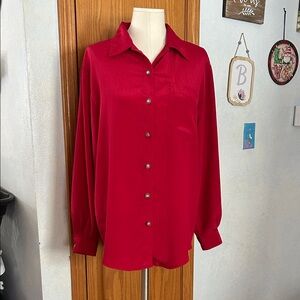 Ship N Shore Red Button-Up Top - Size 10